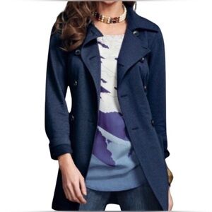 CABI #151 All Day Long Short Ponte Belted Trench Coat Size L